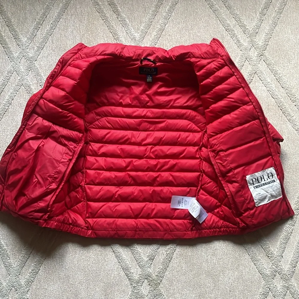 Polo Ralph Lauren Packable Quilted Water Repellent Red PufferJacket-Size 10/12 - Picture 4 of 11
